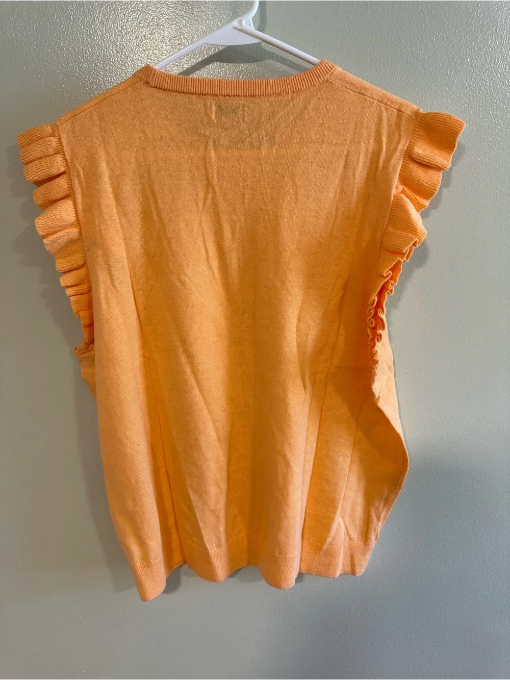 J.Crew Ruffle Sleeve Linen Blend Sweater Top Orange